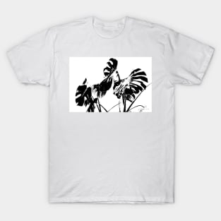 Monstera leaves and stems in casual fashion and artistic illustrative effect T-Shirt